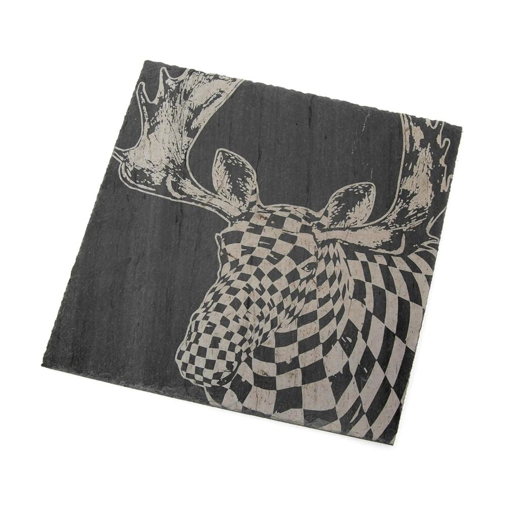 NEW Mackenzie Childs Moose Slate Serving Board Courtly Check Charcuterie New